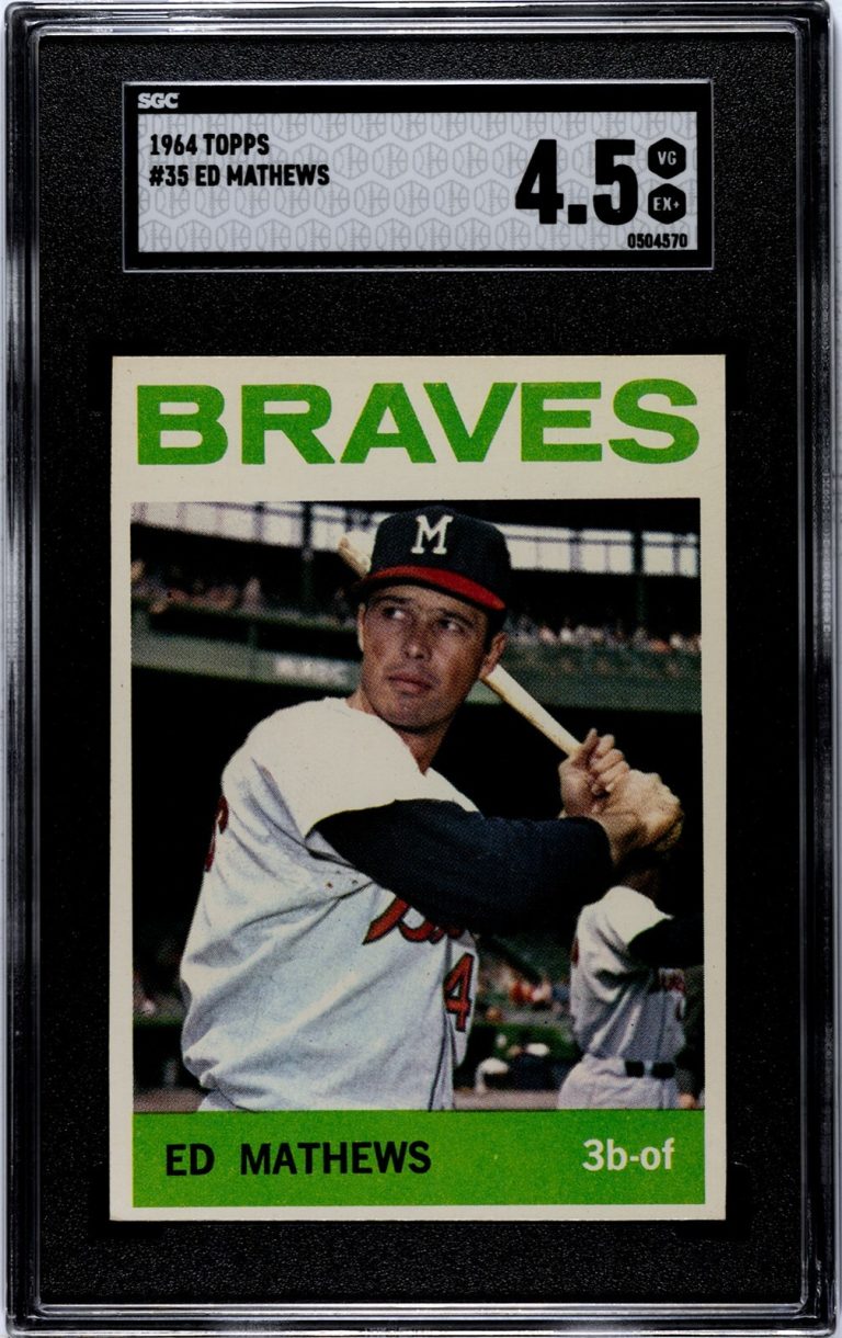 Eddie/Ed Mathews 1964 Topps Baseball Card #35- SGC Graded 4.5 VG-EX+