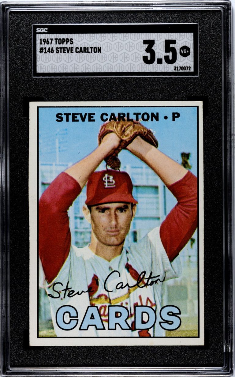 Steve Carlton 1967 Topps Baseball Card #146- SGC Graded 3.5 VG+