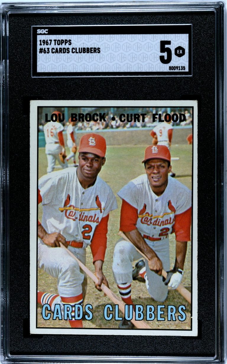 Lou Brock/Curt Flood 1967 Topps Cards Clubbers Baseball Card #63- SGC Graded 5 E