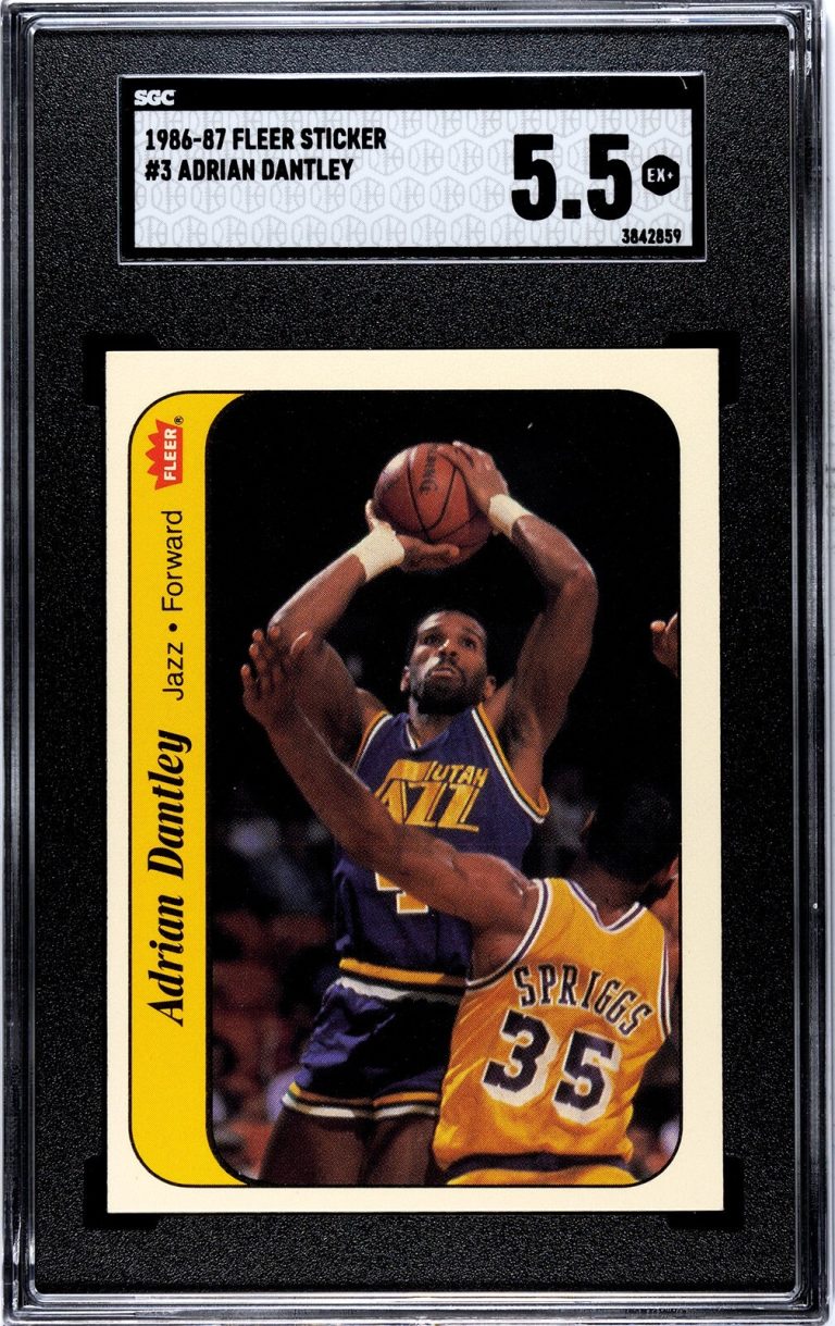 Adrian Dantley 1986-87 Fleer Sticker Card #3- SGC Graded 5.5 EX+ (Utah Jazz)