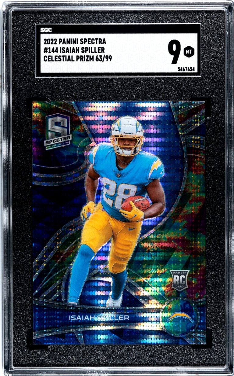 Isaiah Spiller 2022 Spectra Celestial Prizm Rookie Card #144 - /99- SGC Graded 9