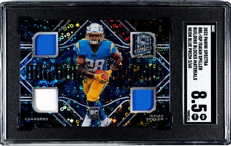 Isaiah Spiller 2022 Spectra Material Neon Blue PrizmRC /60  SGC Graded 8.5 NM-MT