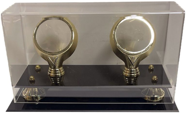 Baseball 2-Ball Gold Ring Display Case