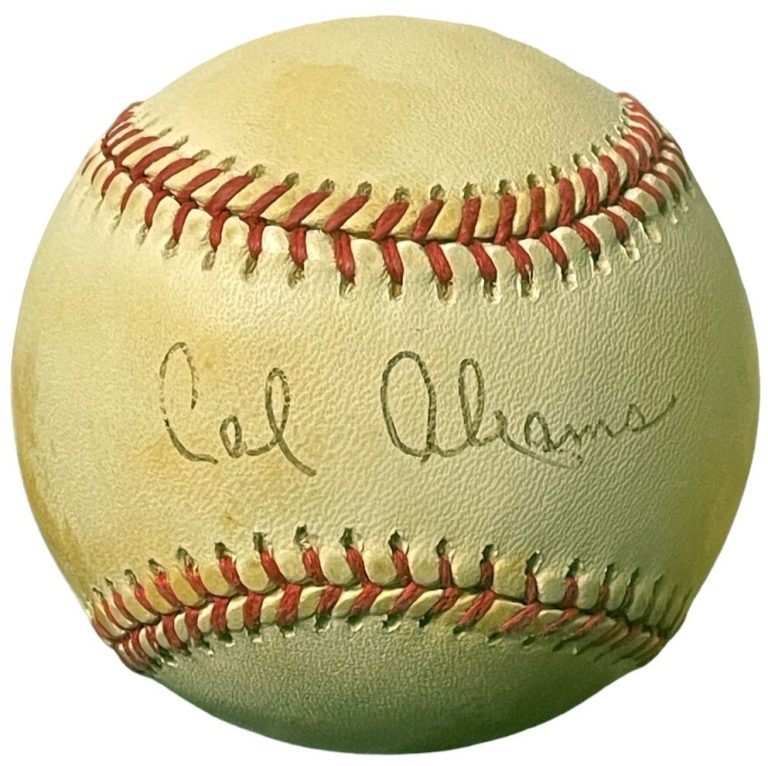 Cal Abrams signed RONL Rawlings Official National League Baseball tone/light sig