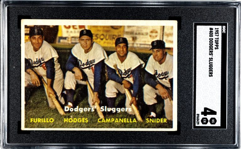 Duke Snider/Roy Campanella 1957 Topps Dodgers' Sluggers Card- SGC Graded 4 VG-EX