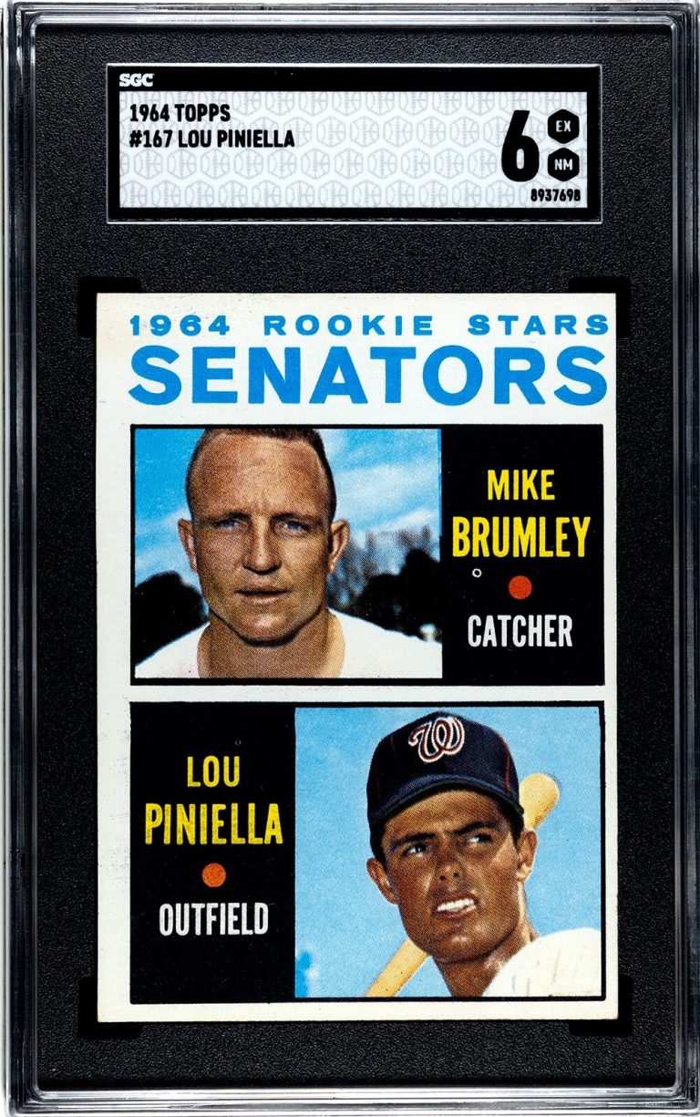 Lou Piniella 1964 Topps Rookie Card (RC) #167 Senators- SGC Graded 6 EX-NM
