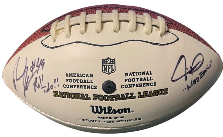 Rashad Johnson & Jerraud Powers Dual Signed Wilson Duke NFL WP Logo Mini Footbal