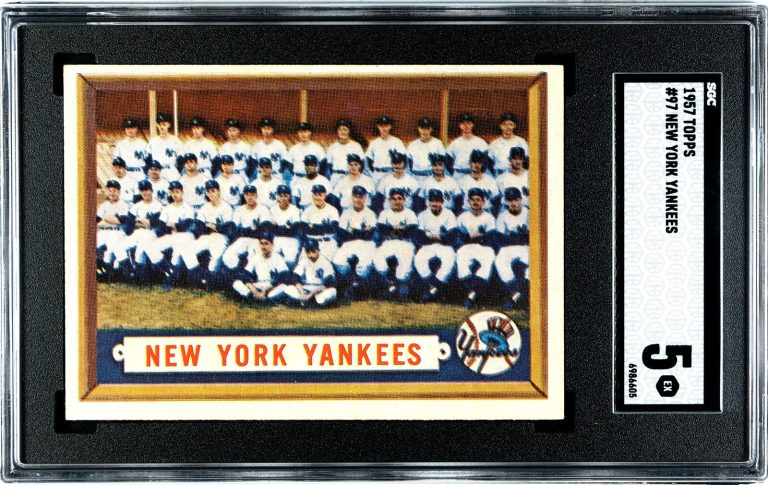 1957 Topps New York Yankees Baseball Card #97- SGC Graded 5 EX- Mickey Mantle