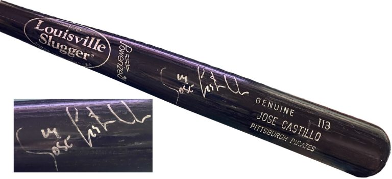 Jose Castillo signed Louisville Slugger 125 Game Used Model I 13 34” Pirates Bat