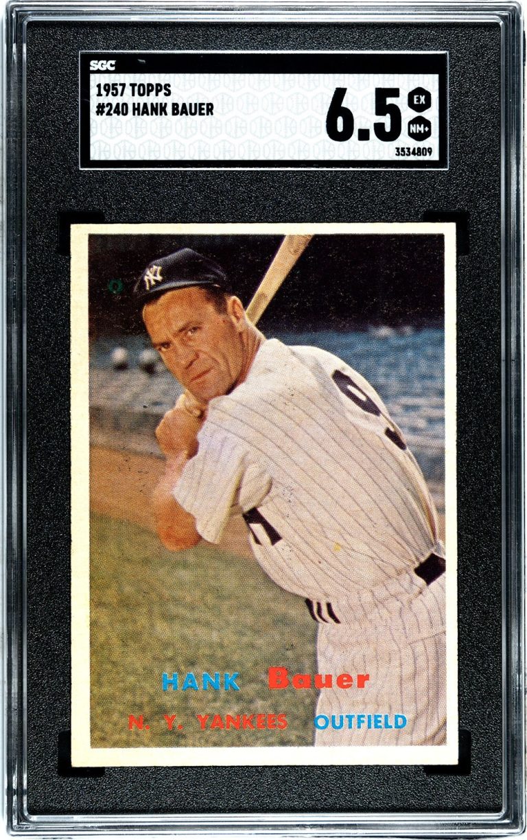 Hank Bauer 1957 Topps Baseball Card #240- SGC Graded 6.5 EX-NM+ New York Yankees
