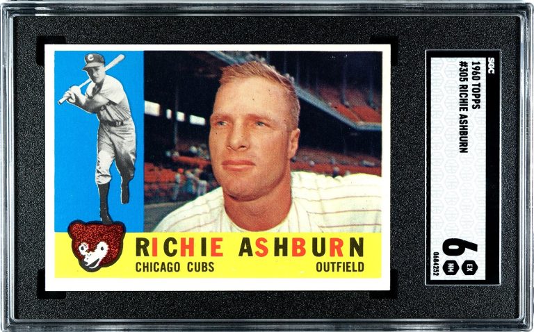 Richie Ashburn 1960 Topps Baseball Card #305 Chicago Cubs- SGC Graded 6 EX-NM