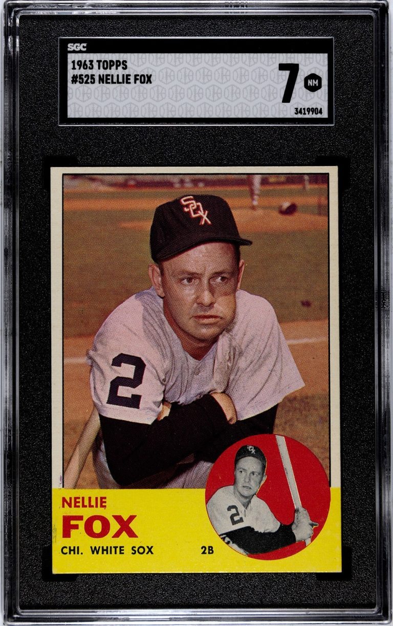 Nellie Fox 1963 Topps Baseball Card #525 White Sox- SGC Graded 7 NM