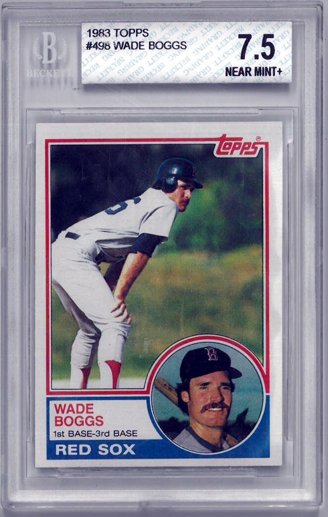 Wade Boggs 1983 Topps Rookie Card (RC) #498 Red Sox - Beckett/BGS Graded 7.5 NM+