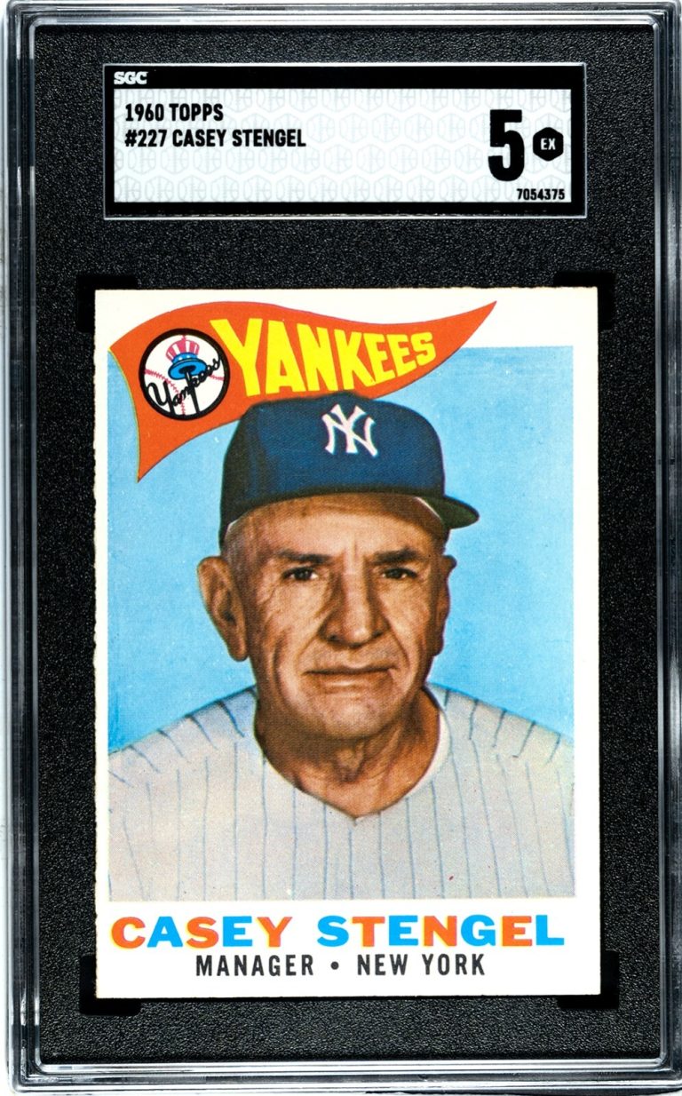 Casey Stengel 1960 Topps Baseball Card #227- SGC Graded 5 EX- New York Yankees
