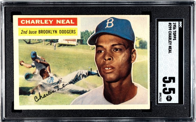 Charley Neal 1956 Topps Card #299 Brooklyn Dodgers- SGC Graded 5.5 EX+