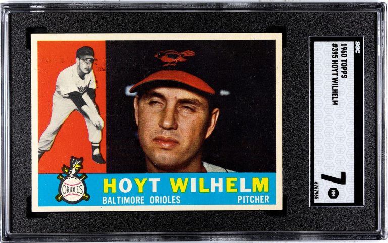 Hoyt Wilhelm 1960 Topps Baseball Card #395 Orioles/HOF- SGC Graded 7 NM