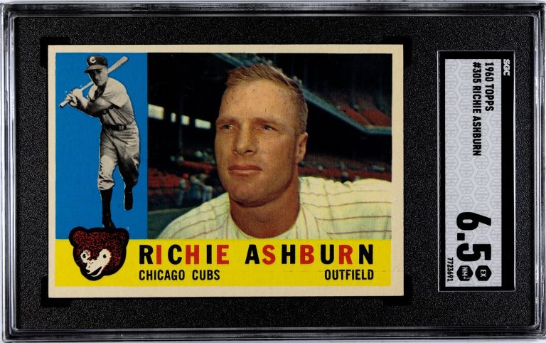 Richie Ashburn 1960 Topps Baseball Card #305 Cubs/HOF- SGC Graded 6.5 EX-NM+