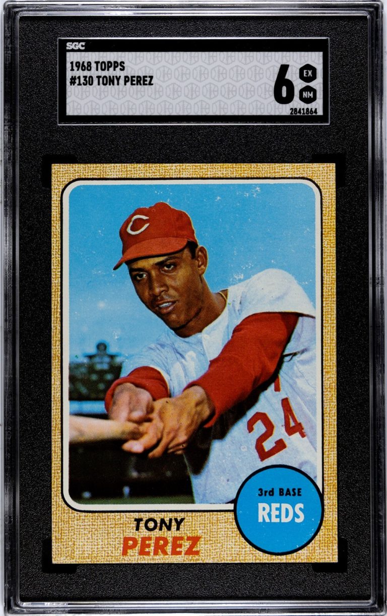 Tony Perez 1968 Topps Baseball Card #130 Cincinnati Reds- SGC Graded 6 EX-NM