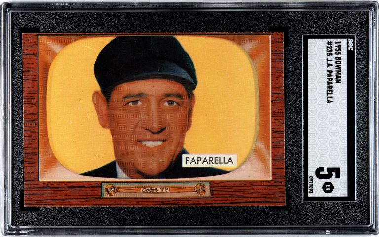 JA (J.A.) Paparella 1955 Bowman Baseball Card #235 - SGC Graded 5 EX (Umpire)