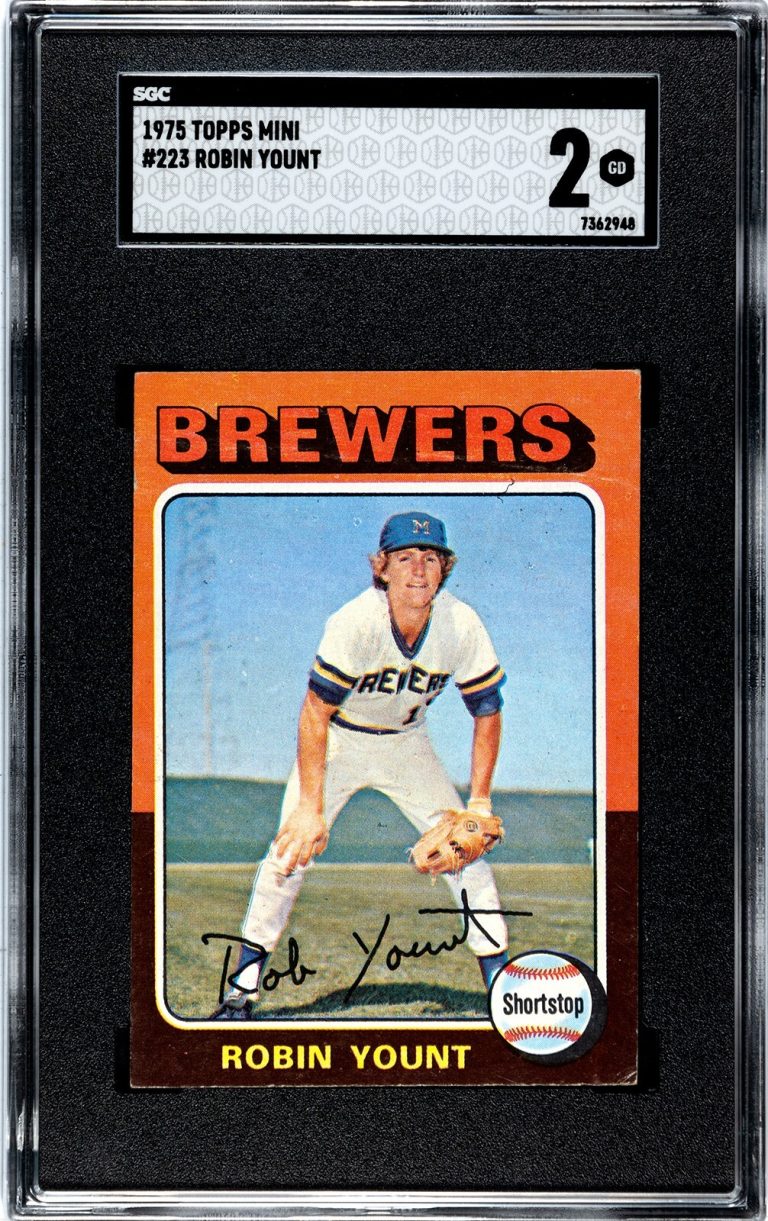 Robin Yount 1975 Topps Mini Baseball Rookie Card (RC) #223- SGC Graded 2 Good