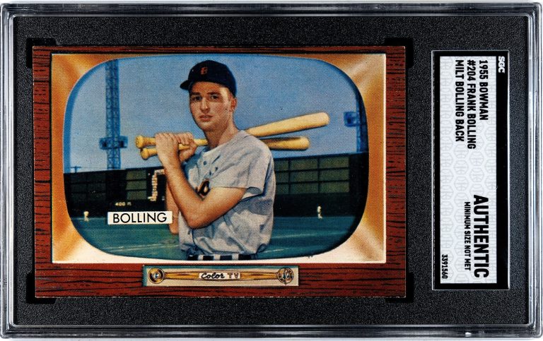 Frank Bolling 1955 Bowman Card #204-Milt Bolling Back- SGC Slabbed Authentic