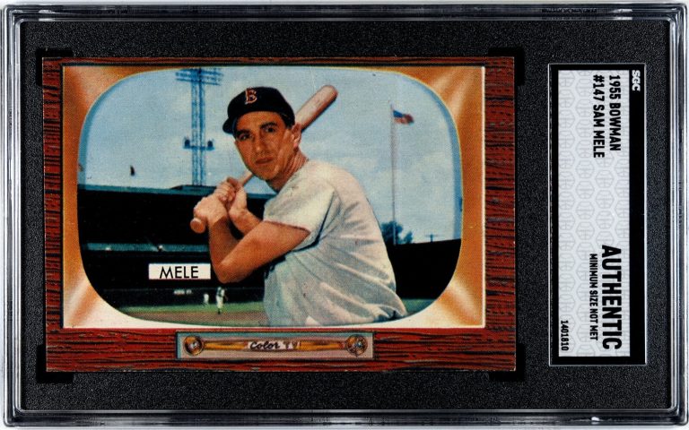 Sam Mele 1955 Bowman Baseball Card #147- SGC Slabbed Authentic- Minimum Size