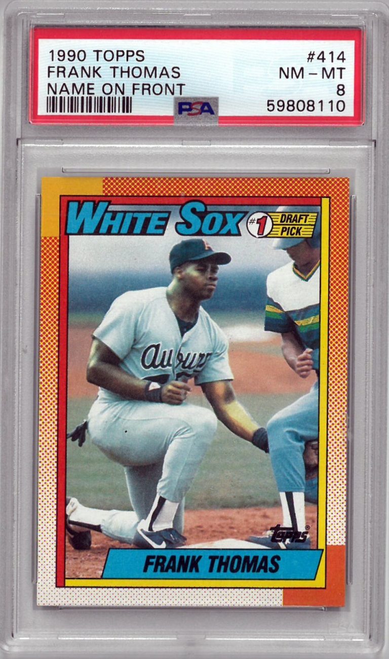 Frank Thomas 1990 Topps Rookie Card (RC) #414- Name on Front- PSA Graded 8 NM-MT