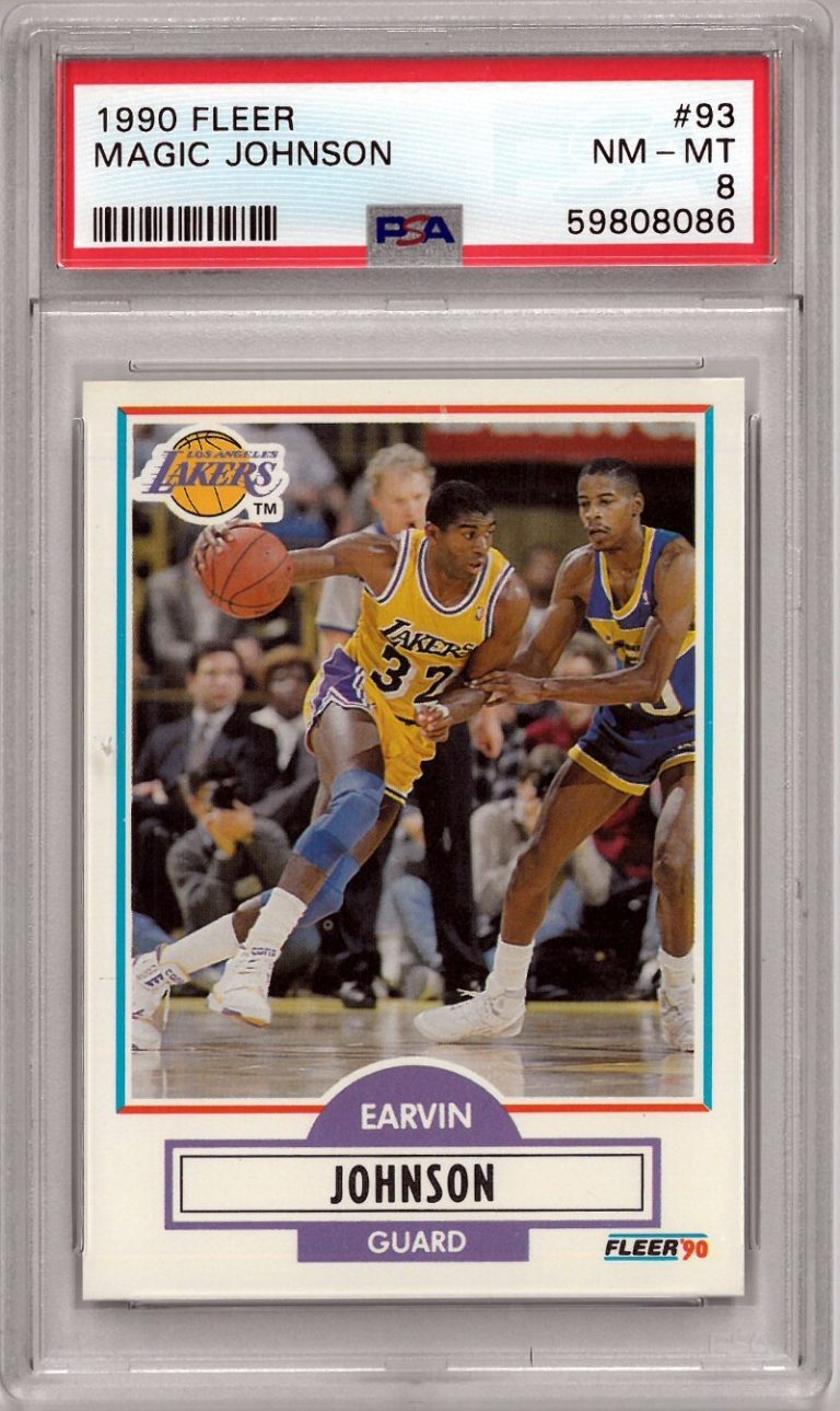 Magic Johnson 1990-91 Fleer Card #93- PSA Graded 8 NM-MT- Los Angeles Lakers/HOF