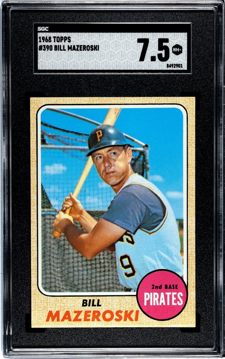 Bill Mazeroski 1968 Topps Baseball Card #390- SGC Graded 7.5 NM+ - (Pirates/HOF)