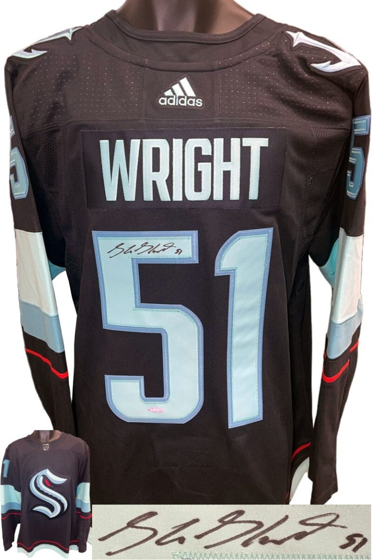 Shane Wright signed Seattle Kraken Authentic Navy Adidas- Upper/Deck/UDA Threads
