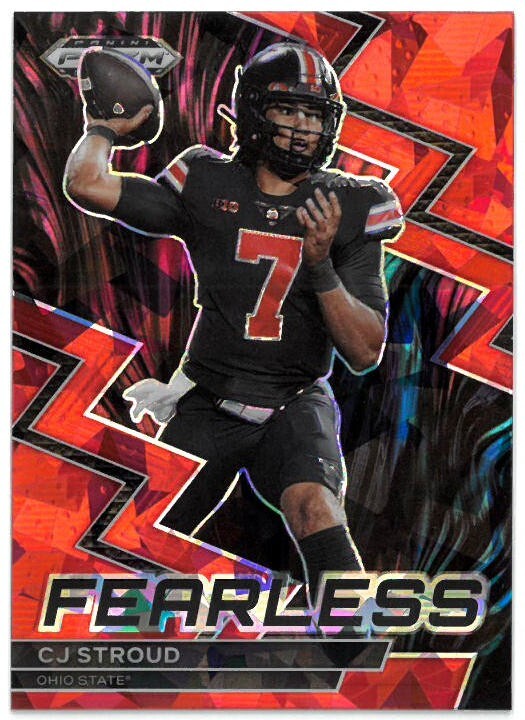 CJ/C.J. Stroud 2023 Panini Prizm Draft Picks Red Cracked Ice Rookie Card #F-17