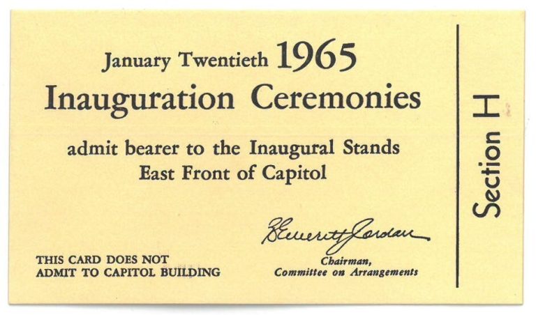 1965 Inaugural Stands - LBJ Johnson & Humphrey Inaugural Ceremonies Ticket