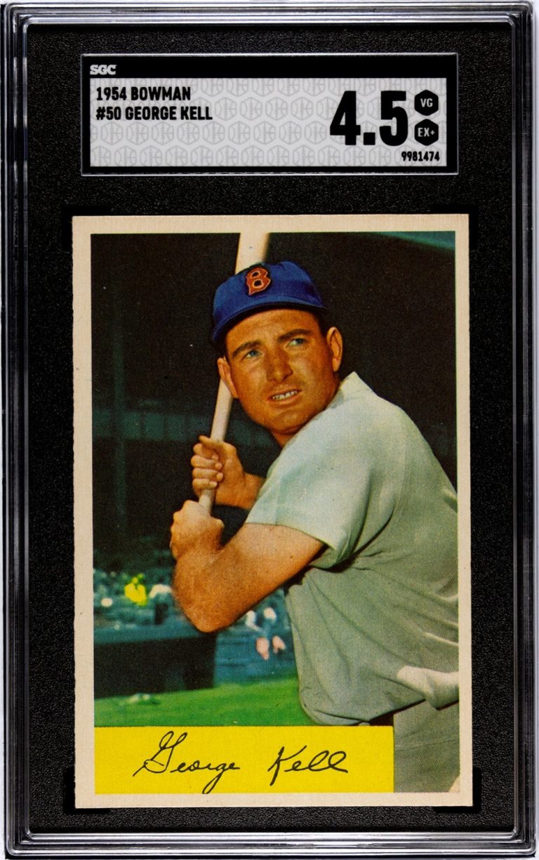 George Kell 1954 Bowman Baseball Card #50- SGC Graded 4.5 VG-EX+ Boston Red Sox