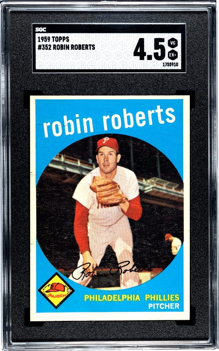Robin Roberts 1959 Topps Baseball Card #352 Phillies/HOF- SGC Graded 4.5 VG-EX+