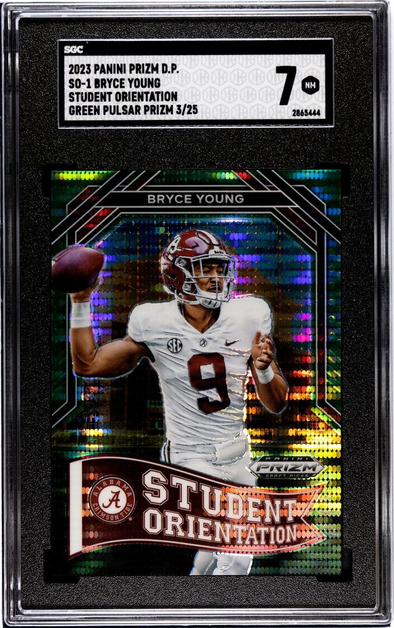 Bryce Young 2023 Panini Prizm DP Green Pulsar Rookie Card /25- SGC Graded 7 NM