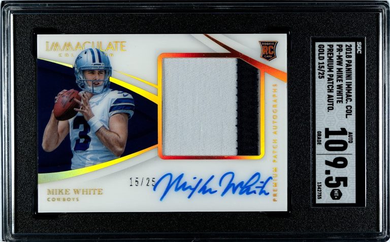 Mike White signed 2018 Panini Immaculate Col. RPA Card /25 SGC Graded 9.5 MT+/10