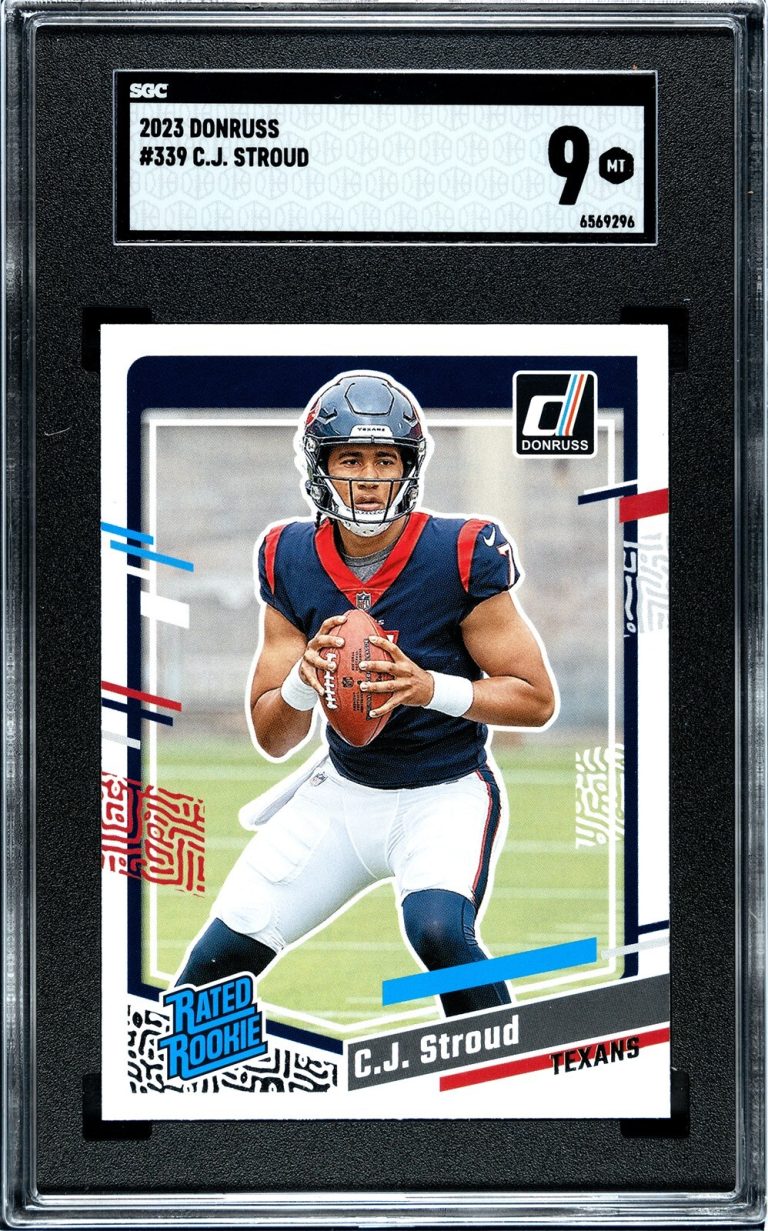 CJ/C.J. Stroud 2023 Donruss Rated Rookie Card RC #339 Texans - SGC Graded 9 Mint