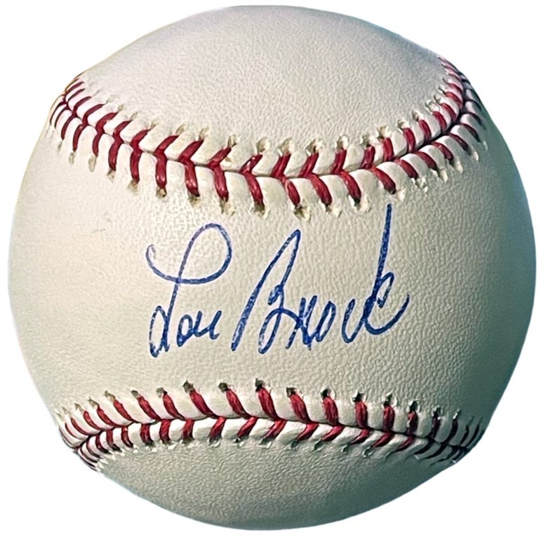 Lou Brock signed Official Rawlings Major League Baseball COA -ST Louis Cardinals