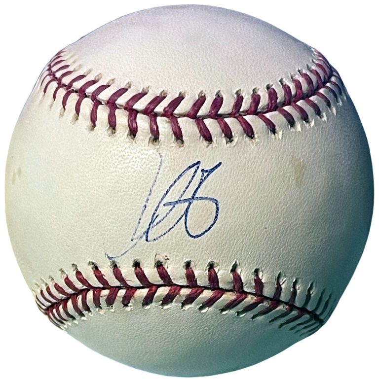Derrek Lee signed Official Rawlings Major League Baseball tone spots/fade- COA