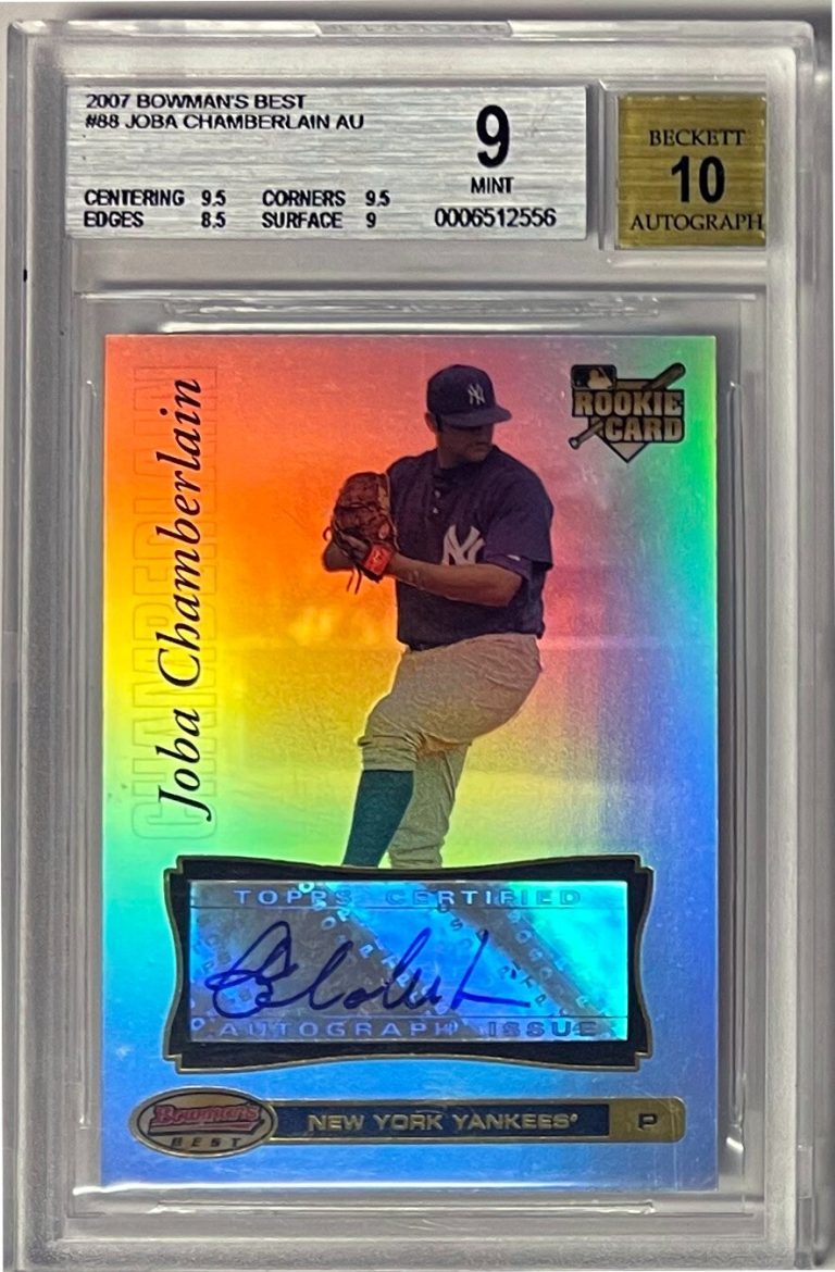 Joba Chamberlain signed 2007 Bowman's Best Rookie Auto Card- BGS Graded 9 Mint
