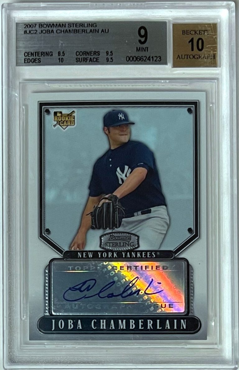 Joba Chamberlain signed 2007 Bowman Sterling Rookie Auto Card- BGS Graded 9 Mint