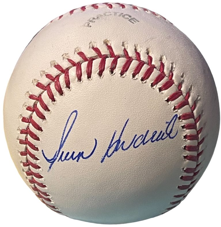 George Hendrick signed OFC Rawlings Major League Practice Baseball imperfect