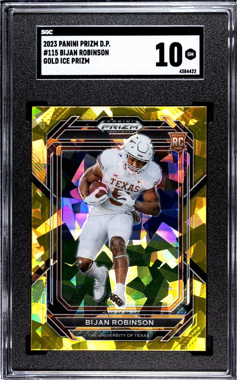 Bijan Robinson 2023 Panini Prizm DP Gold Ice Prizm Rookie Card- SGC Graded 10 GM
