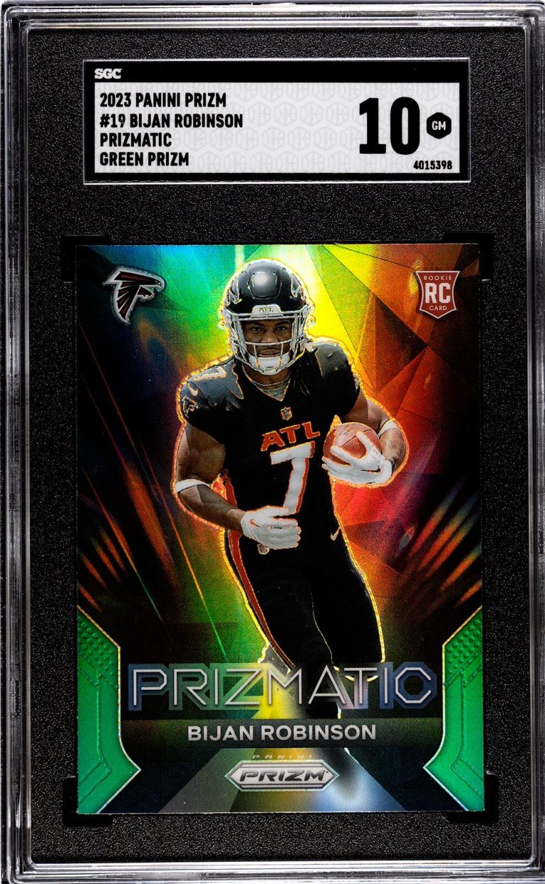 Bijan Robinson 2023 Panini Prizmatic Green Prizm Rookie RC 19- SGC Graded 10 GMT