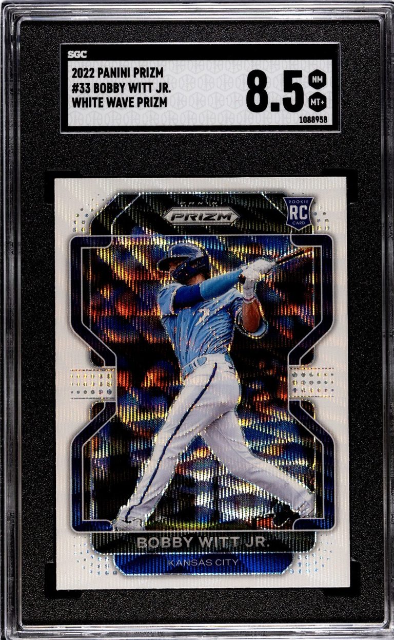 Bobby Witt, Jr. 2022 Panini White Wave Prizm Rookie Card- SGC Graded 8.5 NM-MT+