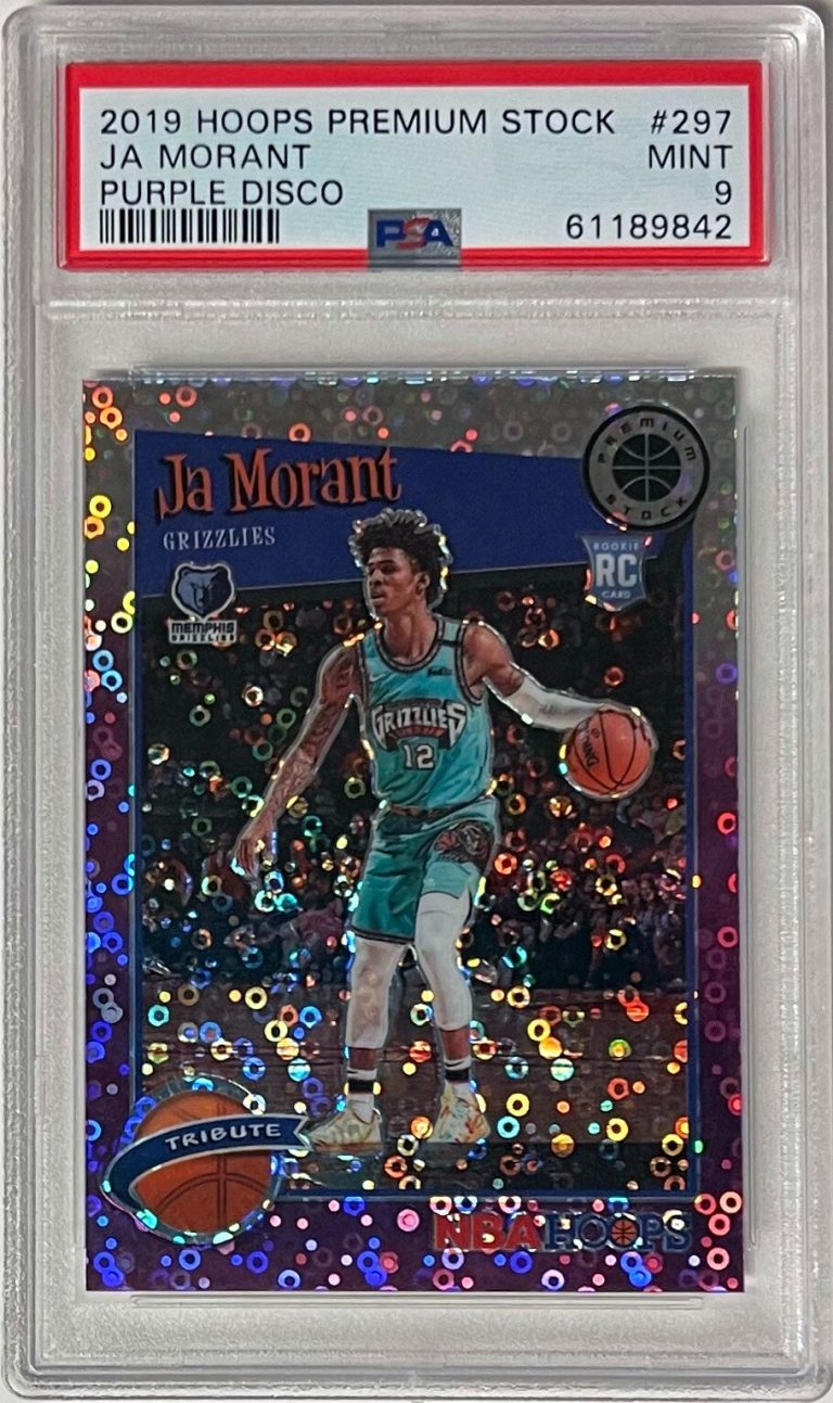 Ja Morant 2019-20 Panini Premium Stock Purple Disco Rookie Card- PSA Graded 9 MT