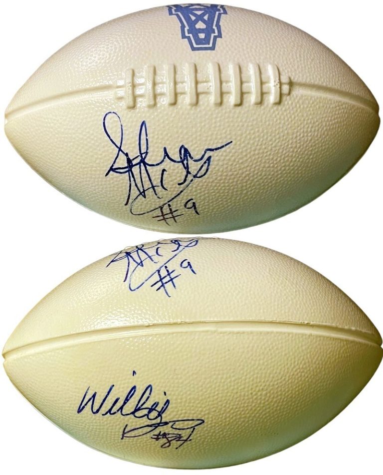 Steve McNair/Willie Davis Dual Signed Oilers Logo 5” Mini Plastic Football- BAS