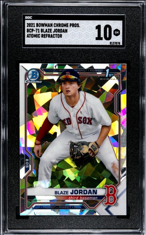 Blaze Jordan 2021 Bowman Chrome Prospects Atomic Refractor (RC) -  SGC Graded 10