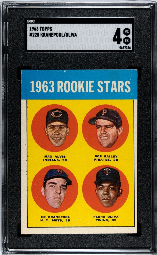 Tony Oliva/Ed Kranepool 1963 Topps Rookie Card (RC) #228- SGC Graded 4 VG-EX