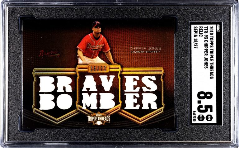 Chipper Jones 2010 Topps Triple Threads Relic Sepia Card- /27- SGC Graded 8.5 NM